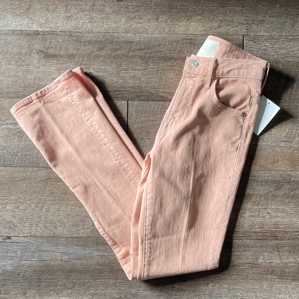 NWT Mother High Rise The Insider Hover Denim Boot Cut Jeans Peach Parfait